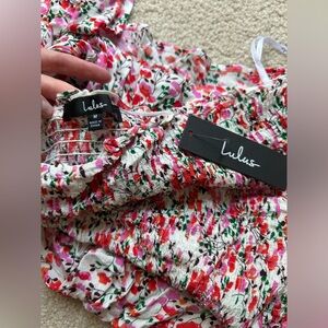 Lulus View from the Meadow Pink Floral Print Off-the-Shoulder Dress *NWT*